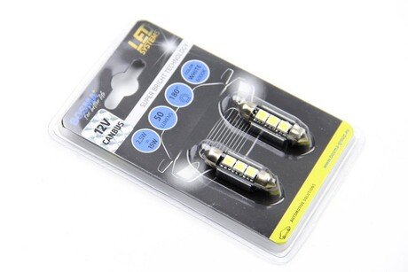 Автолампа SV8,5 LED 12V 3XSMD 5050 LED WHITE 12X36 DOUBLE POLARITY CANBUS (2 шт) BOSMA 3741