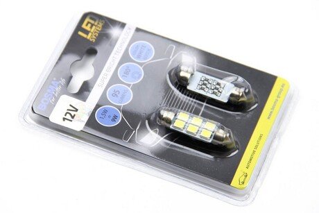 Автолампа SV8,5 LED 12V 6XSMD 5050 LED WHITE 12x39 (2 шт) BOSMA 3833