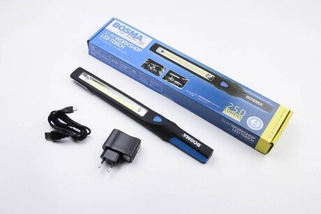 6162 BOSMA Фонарик LED SLIM TORCH 250Lm 3W COB LED + 2 x SMD 3030