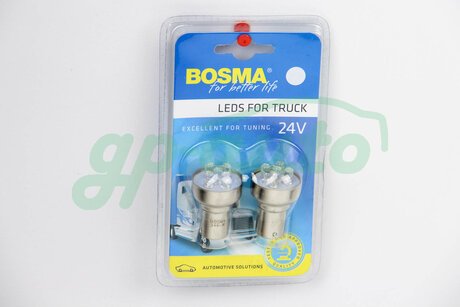 7255 BOSMA Автолампа BA15S LED 24V 5XSTANDARD LED WHITE (2 шт).