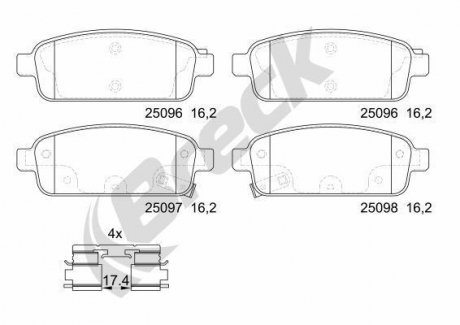 25096 00 704 20 BRECK Комплект тормозных колодок дисковый тормоз