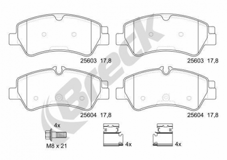 25603 00 703 00 BRECK Колодки тормозные (задние) Ford Transit/ Custom 12-