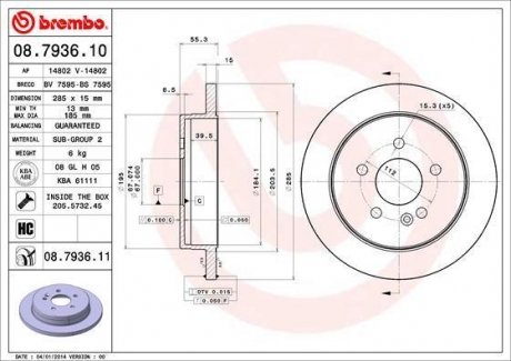 08.7936.11 BREMBO Тормозной диск