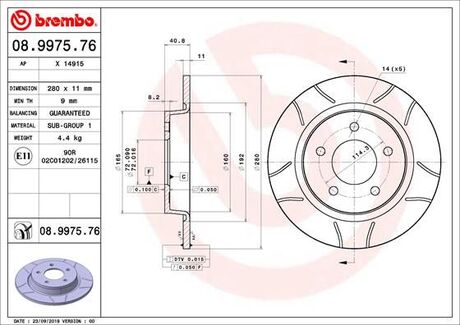 08997576 BREMBO Диск тормозной TYL MAX