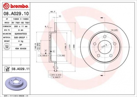 08.A029.10 BREMBO Тормозной диск Brembo