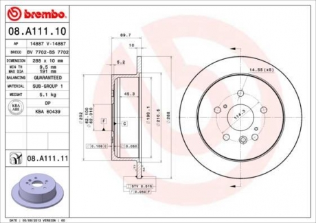 08.A111.11 BREMBO Диск тормозной