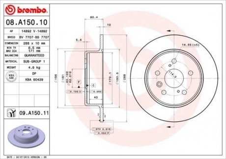08.A150.11 BREMBO Диск тормозной