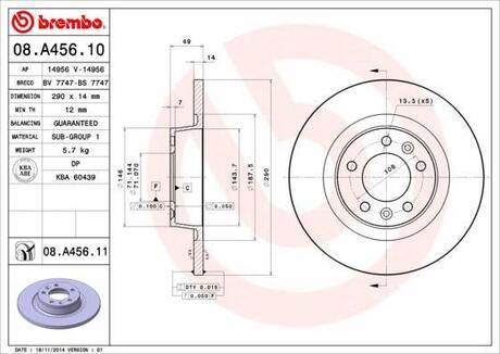 08A45610 BREMBO Диск тормозной