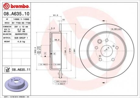 08.A635.11 BREMBO Тормозной диск Brembo