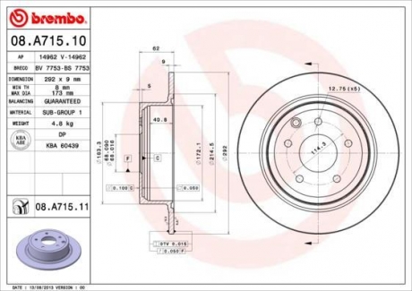 08.A715.10 BREMBO Диск тормозной