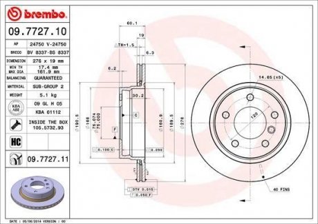 09.7727.11 BREMBO Тормозной диск