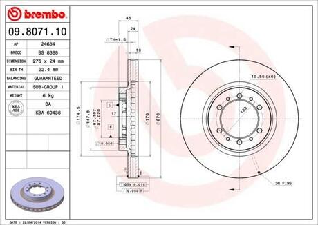 09807110 BREMBO Тормозной диск