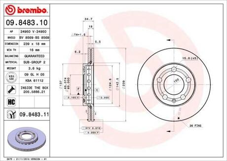 09848310 BREMBO Тормозной диск