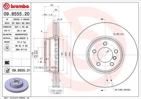 09.8555.21 BREMBO Тормозной диск