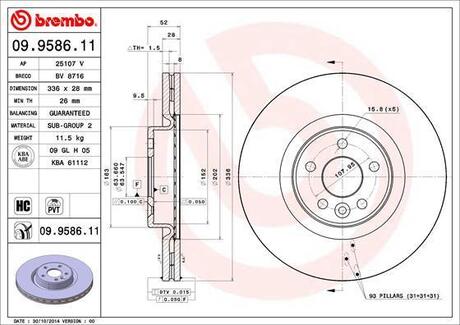 09958611 BREMBO Тормозной диск