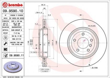 09.9590.11 BREMBO Тормозной диск