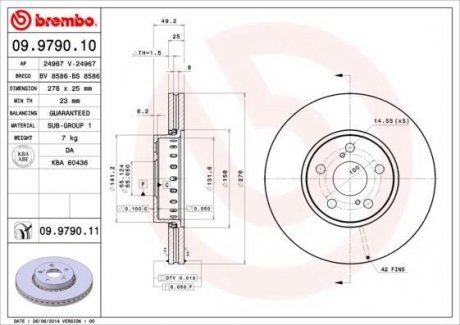 09.9790.11 BREMBO Диск тормозной