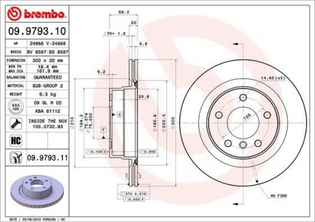 09.9793.11 BREMBO Тормозной диск Brembo Painted disk