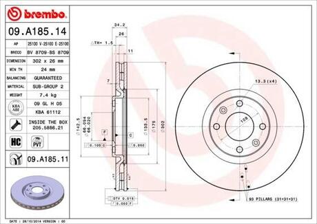 09A18514 BREMBO Тормозной диск