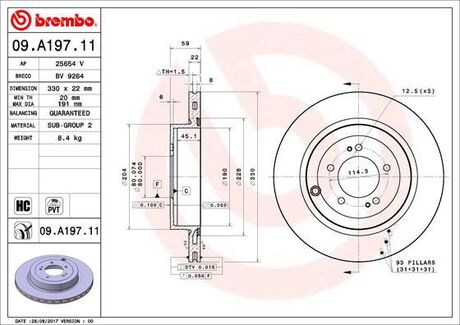 09A19711 BREMBO Диск торм. окраш. re mi lancer evo x -15