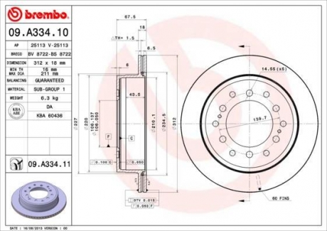 09.A334.11 BREMBO Диск тормозной