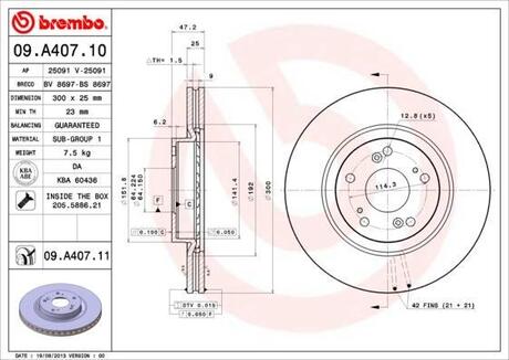 09A40710 BREMBO Тормозной диск