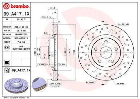 09.A417.1X BREMBO Тормозной диск Brembo Xtra