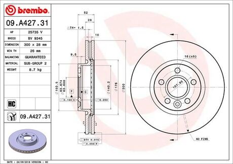 09A42731 BREMBO Диск тормозной S60,80 .