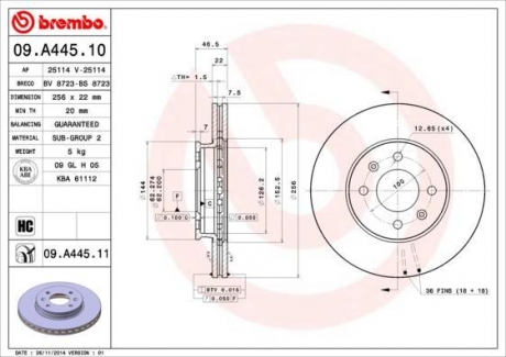 09.A445.10 BREMBO Диск тормозной