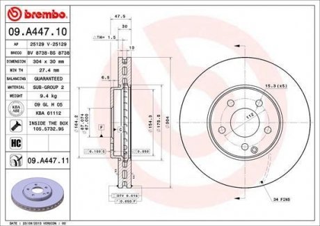 09.A447.11 BREMBO Диск тормозной