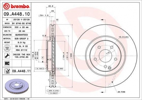 09.A448.10 BREMBO Диск тормозной
