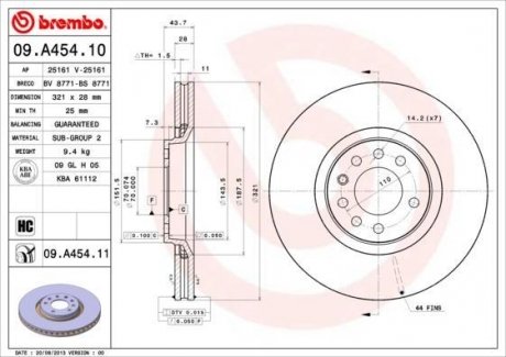 09.A454.11 BREMBO Тормозной диск