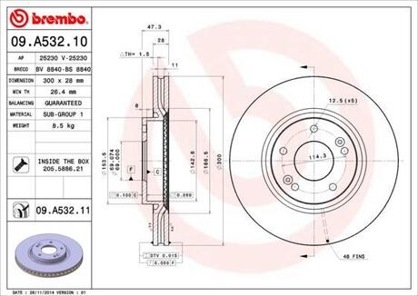 09A53210 BREMBO Тормозной диск