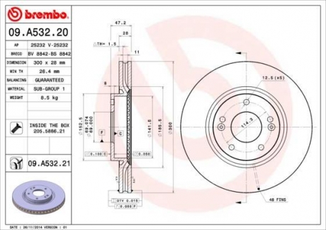 09.A532.20 BREMBO Диск тормозной