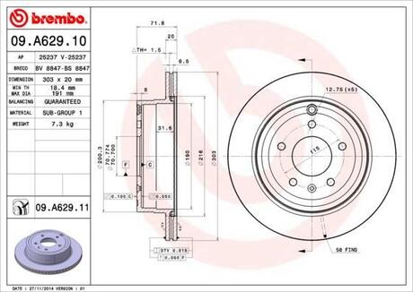 09A62910 BREMBO Тормозной диск