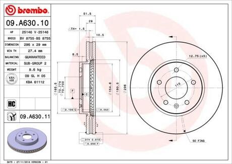 09A63010 BREMBO Тормозной диск