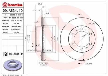 09.A634.10 BREMBO Диск тормозной