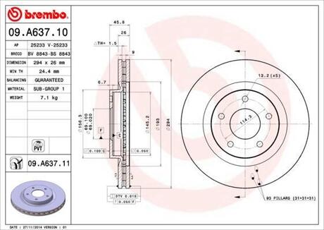 09A63710 BREMBO Тормозной диск