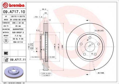 09.A717.11 BREMBO Диск тормозной