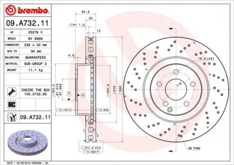 09.A732.11 BREMBO Тормозной диск Brembo Painted disk