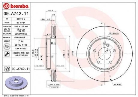 09.A742.11 BREMBO Тормозной диск