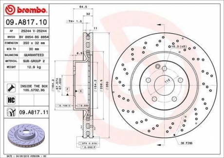 09.A817.11 BREMBO Диск тормозной