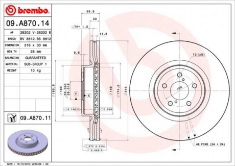 09.A870.14 BREMBO Диск тормозной finito