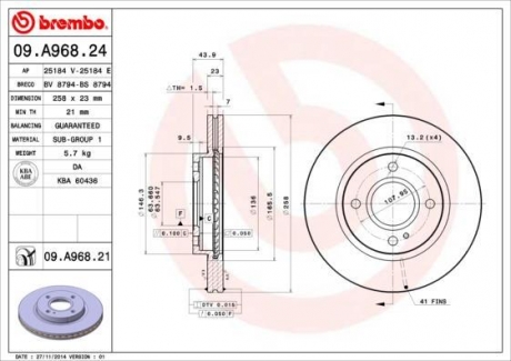 09.A968.24 BREMBO Диск тормозной