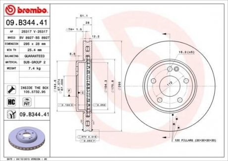 09.B344.41 BREMBO Тормозной диск