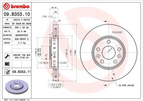 09B35310 BREMBO Диск тормозной