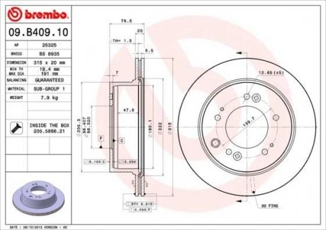 09.B409.10 BREMBO Тормозной диск