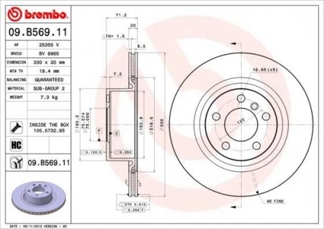 09.B569.11 BREMBO Тормозной диск