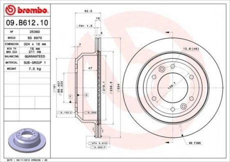 09.B612.10 BREMBO Диск тормозной