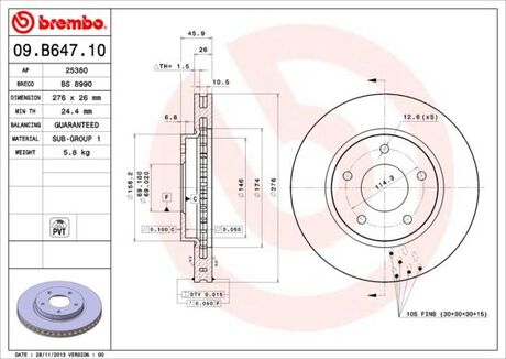 09.B647.11 BREMBO Тормозной диск
